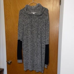 K Jordan Charcoal and Black Knit Plus Size Hoodie Dress